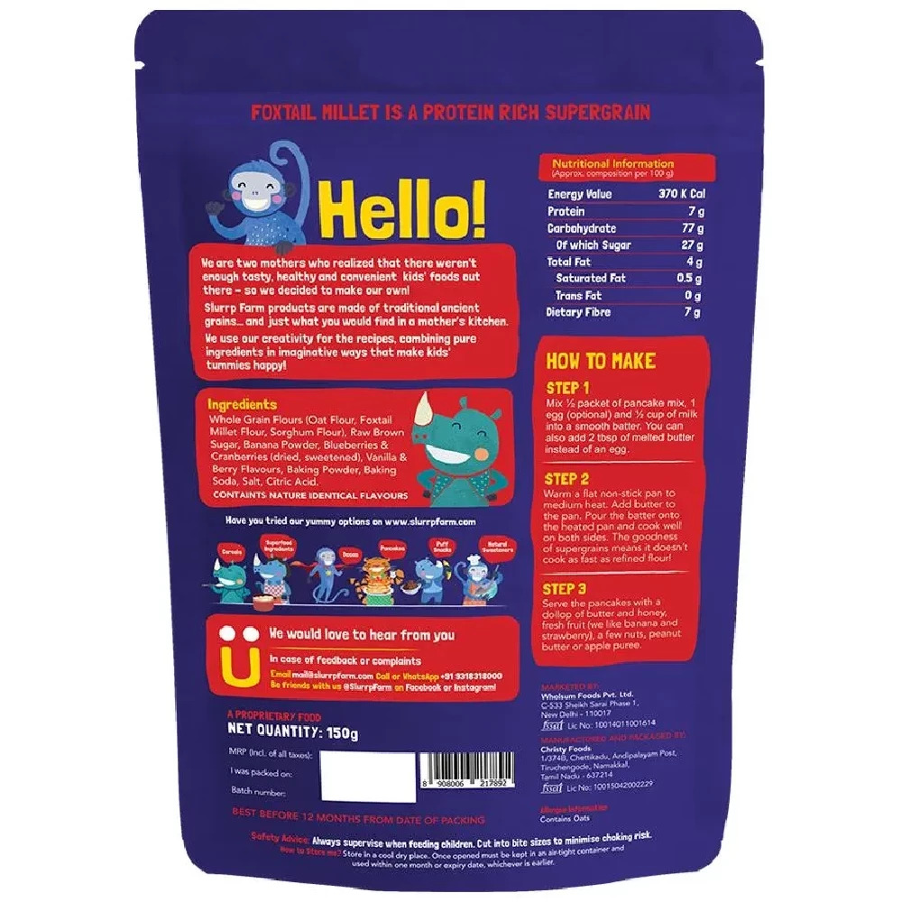 Slurrp Farm Millet Pancake & Waffle Mix - Blueberry & Supergrains, 150 g Pouch-2.webp